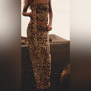 Zara Brown Tan Maxi Pencil Skirt Wrap